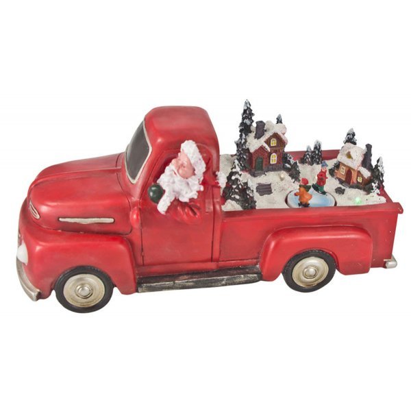 Χριστουγεννιάτικο Διακοσμητικό Αυτοκινητάκι, με Άγιο Βασίλη, Κίνηση και 4 LED (28cm)